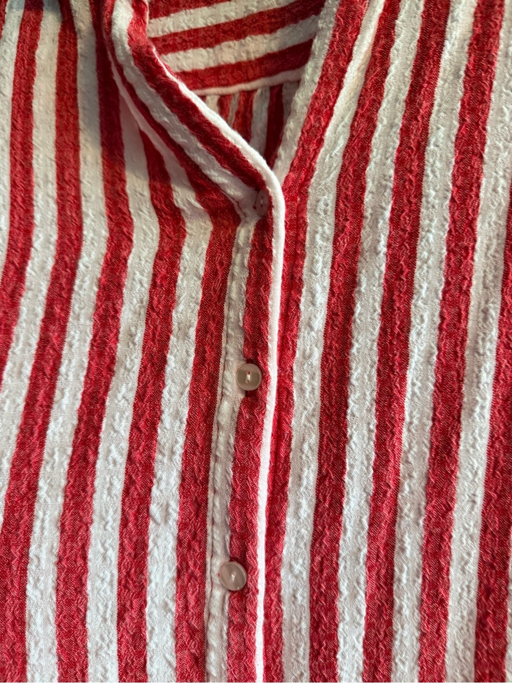 Bundle- Jane and Delancey Red & White/grey white Striped Button-Down Tops (Pair) - Picture 9 of 12